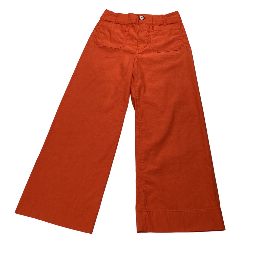 Maeve Anthropologie Orange Wide Leg Cropped Pants Size 29